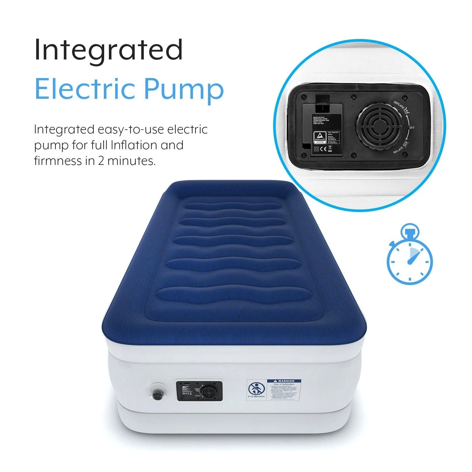 Single Comfort Plus Air Bed – Navy/White - Image 5