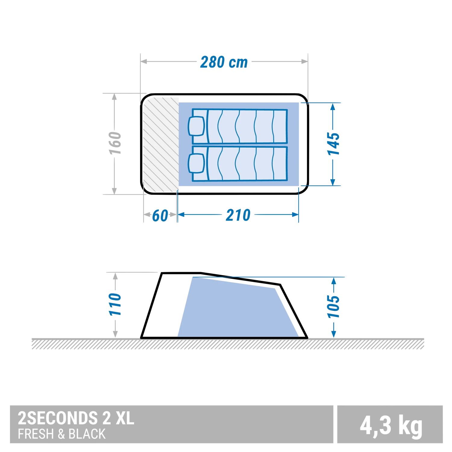 Quechua 2 Man Pop-Up Blackout Tent - Image 2